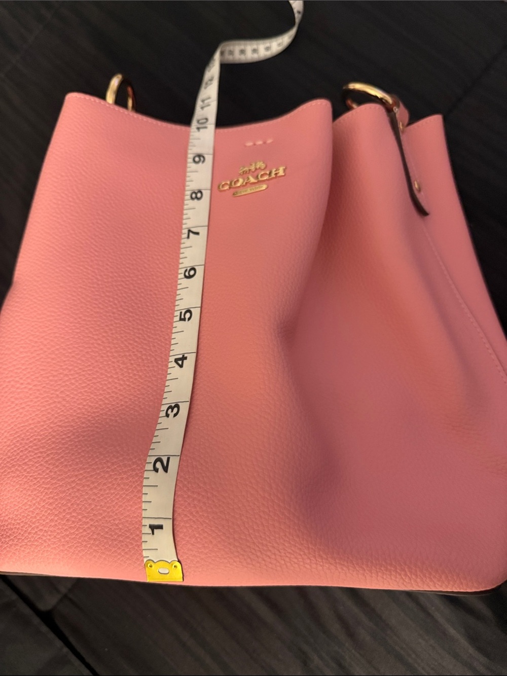 Coach Pink Pebbled Leather Shoulder Bag with Gold Hardware - Picture 8 of 9